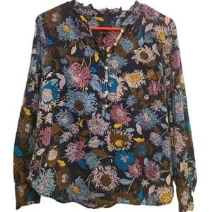 Talbots // Colorful Floral Popover Blouse